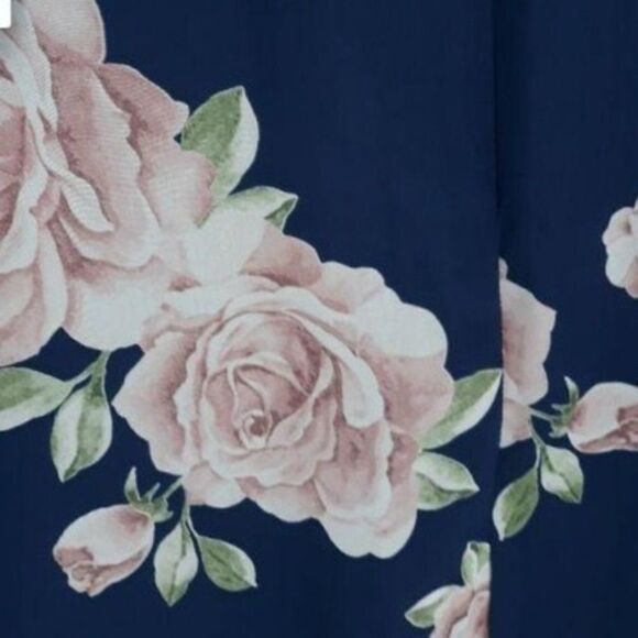 Lulu's Dress The Very Thought Of You 539682 Flounce Shawl Floral Gown Navy Sz S - Picture 4 of 16